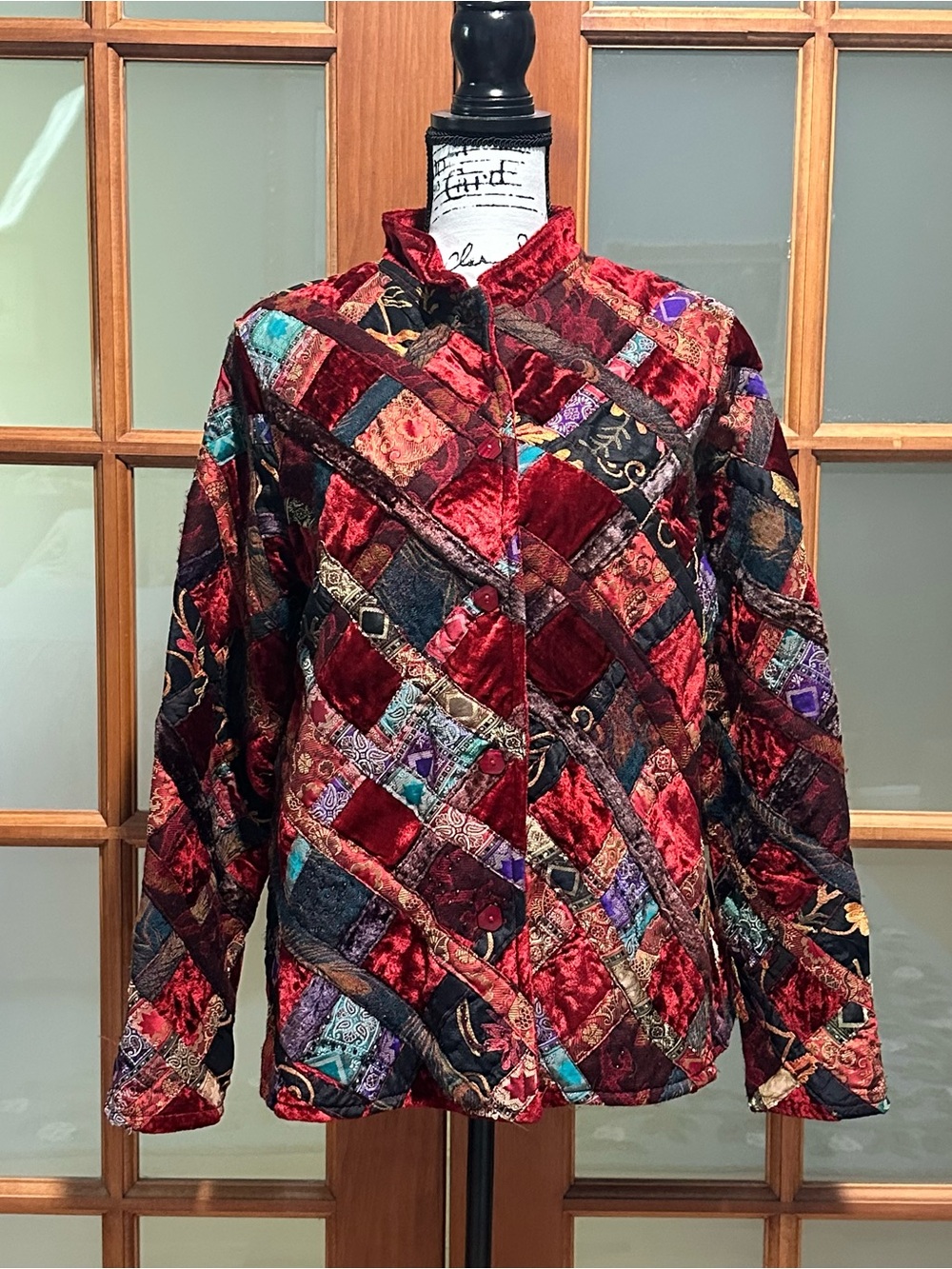 Coldwater Creek Velvet-Trim Patchwork Jacket (1X)